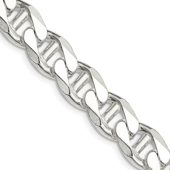 10.5mm Sterling Silver Solid Flat Cuban Anchor Chain Necklace 26 Inch